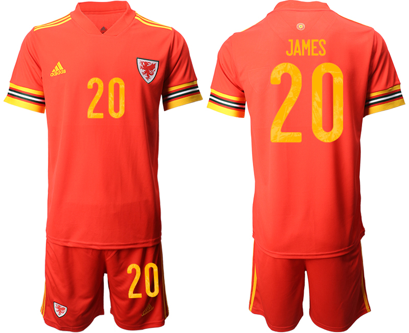 Men 2021 European Cup Welsh home red #20 Soccer Jersey->welsh jersey->Soccer Country Jersey
